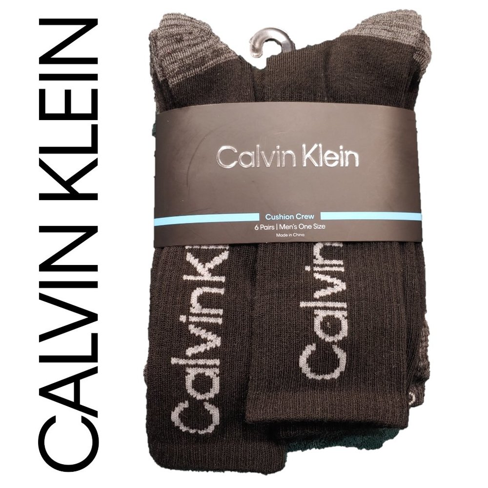 🆕 *6 Pack* Calvin Klein Men's Cushion Crew Cut Socks, Black, OS, 6-Pack